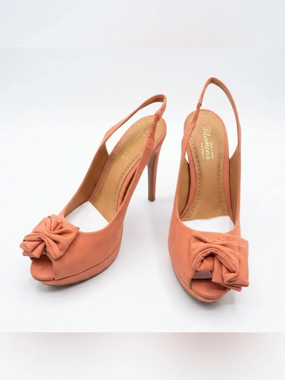 Filomena Brazilian shoes Women's Suede Slingback Platform Pump in Coral